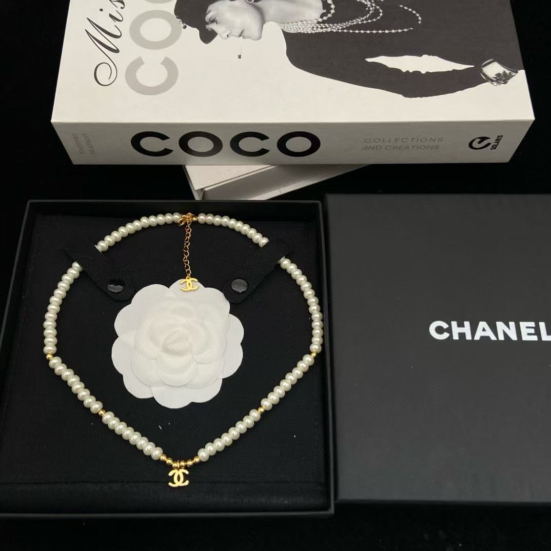 CHANE1 ダブルCパールネックレス【50％割引+送料無料】