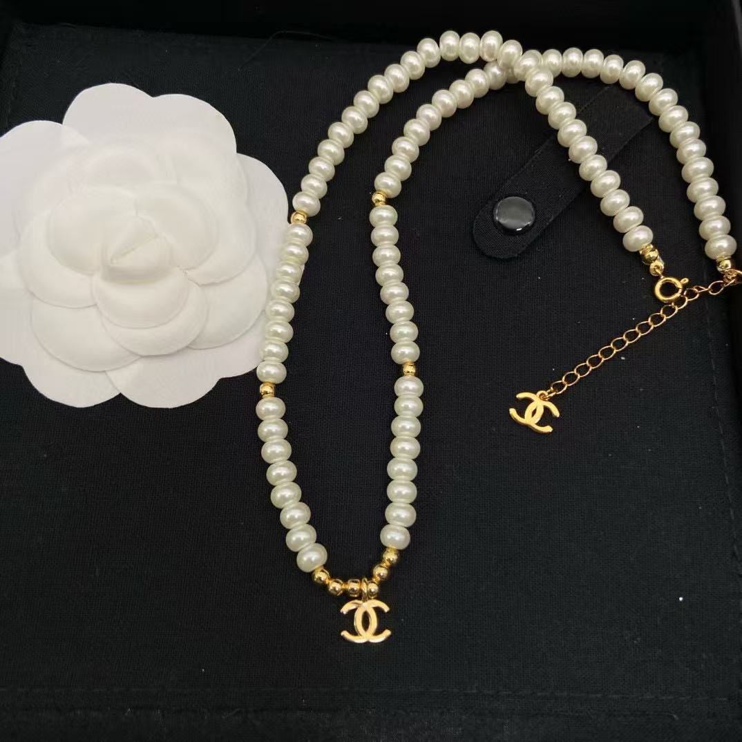 CHANE1 ダブルCパールネックレス【50％割引+送料無料】