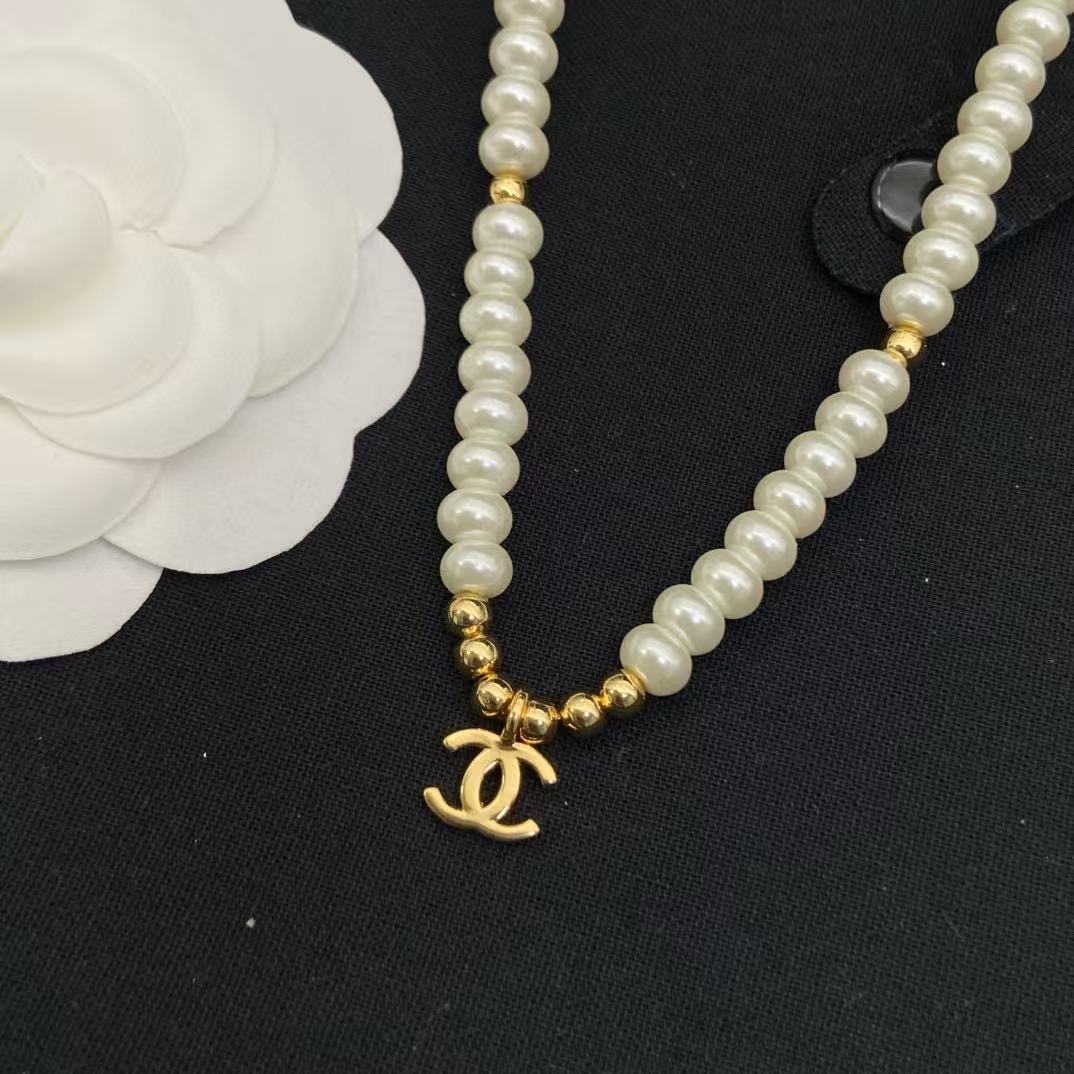 CHANE1 ダブルCパールネックレス【50％割引+送料無料】