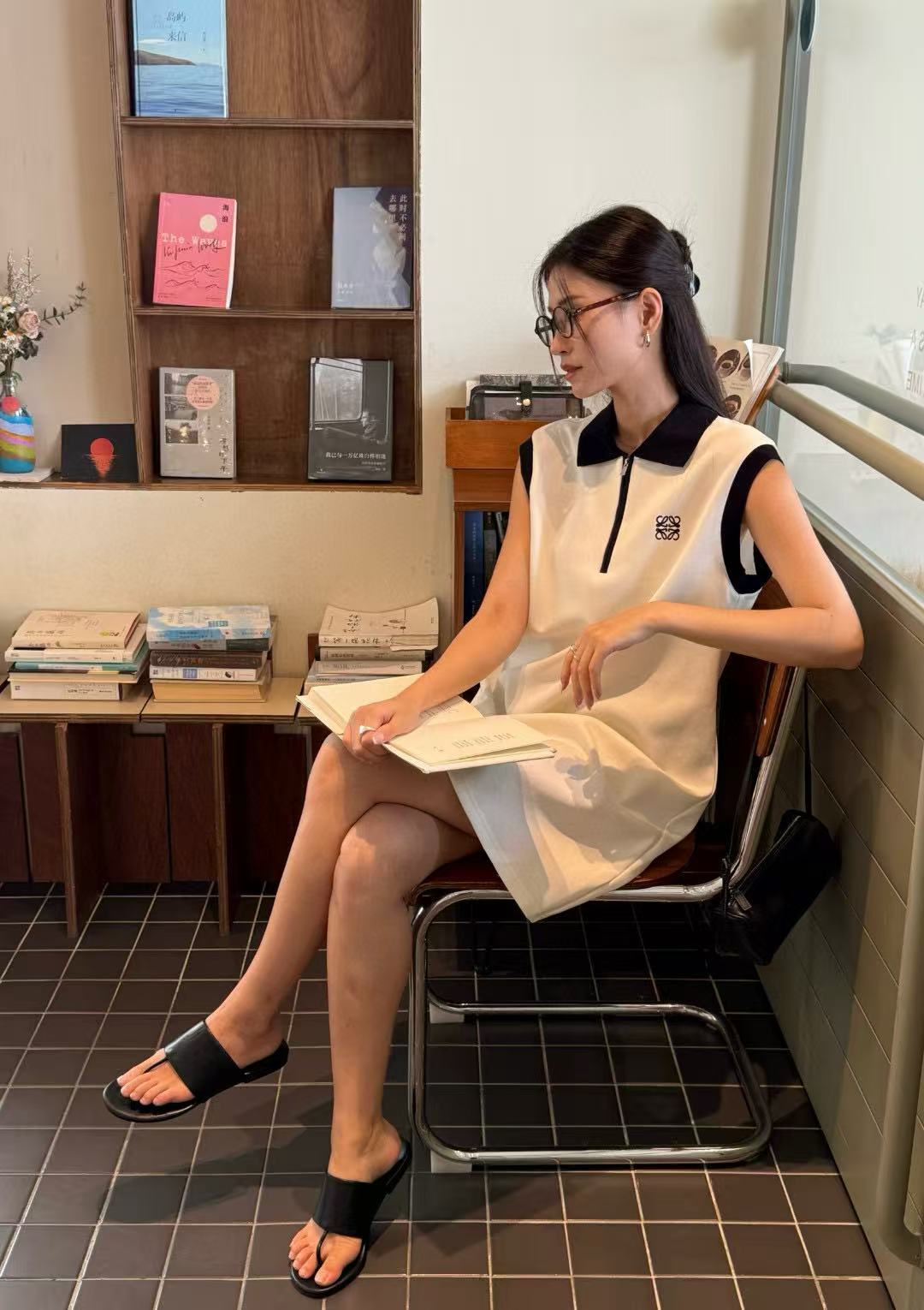 L0WEW ラペル刺繍ドレス【50％割引+送料無料】