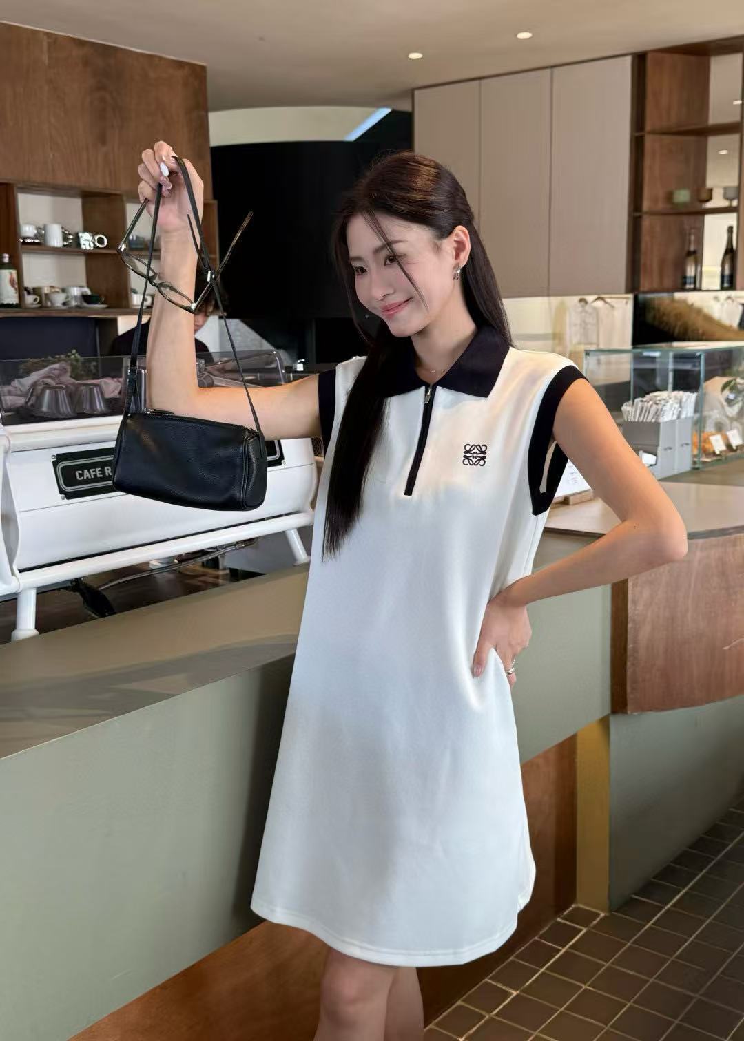 L0WEW ラペル刺繍ドレス【50％割引+送料無料】