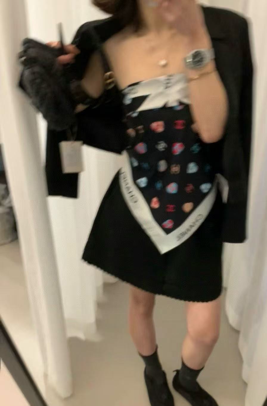 CHANE1 フルロゴ ダブルC スカーフ【50％割引+送料無料】