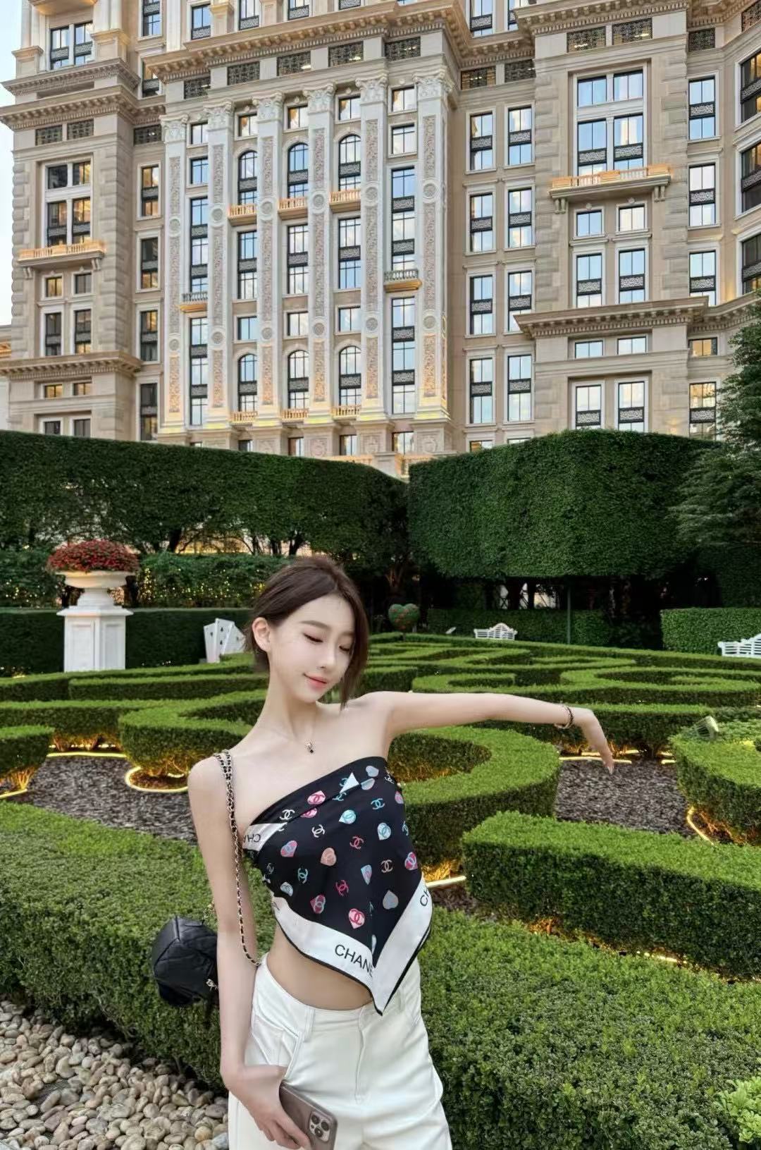 CHANE1 フルロゴ ダブルC スカーフ【50％割引+送料無料】