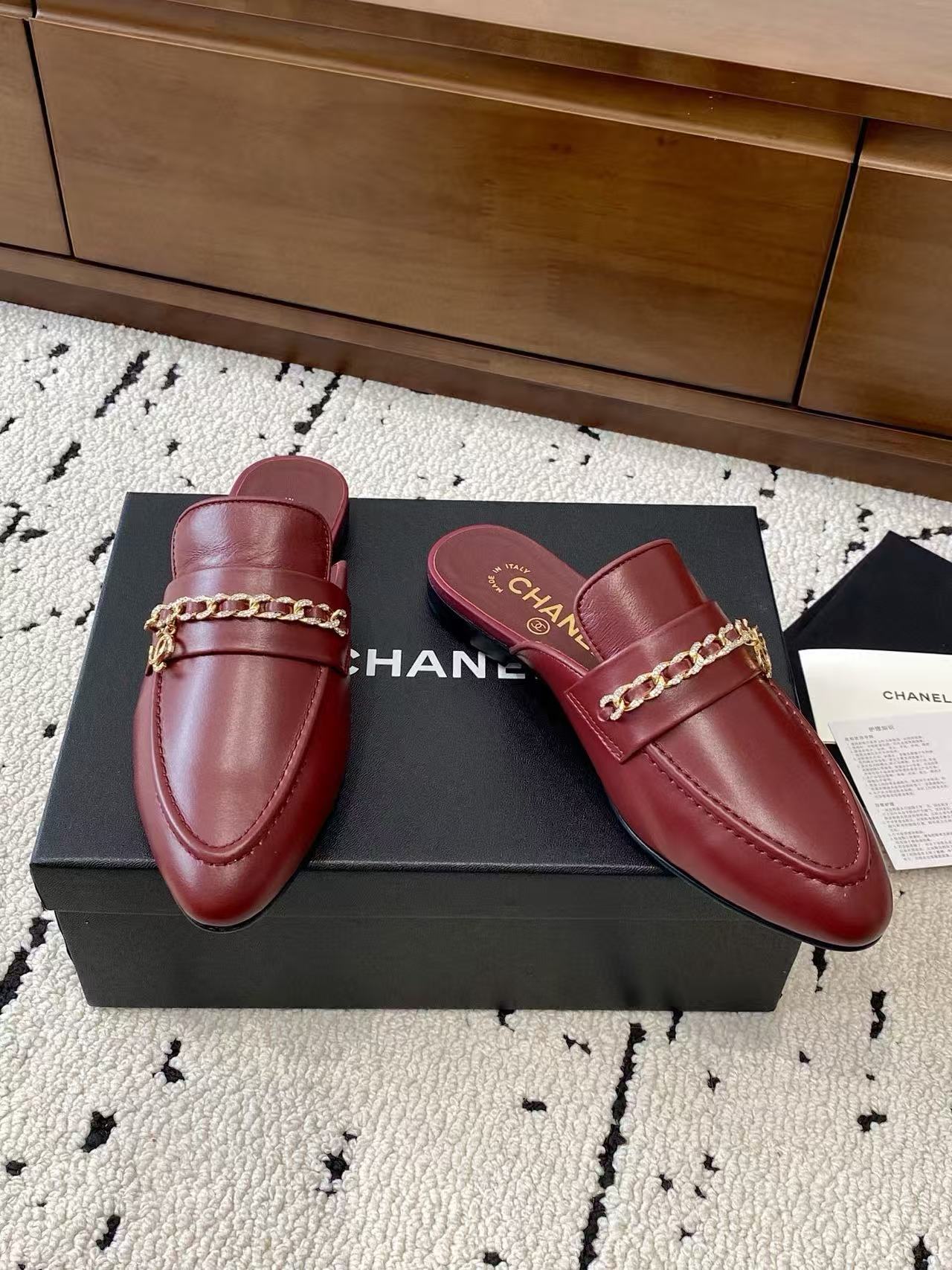 CHANE1 高品質チェーンレザースリッパ【50％割引+送料無料】