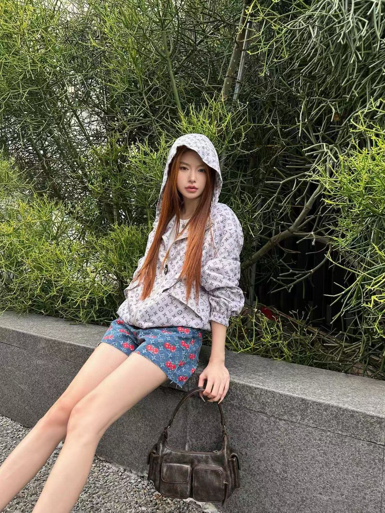 LVプリント ジップアップ フード付きジャケット【50％割引+送料無料】