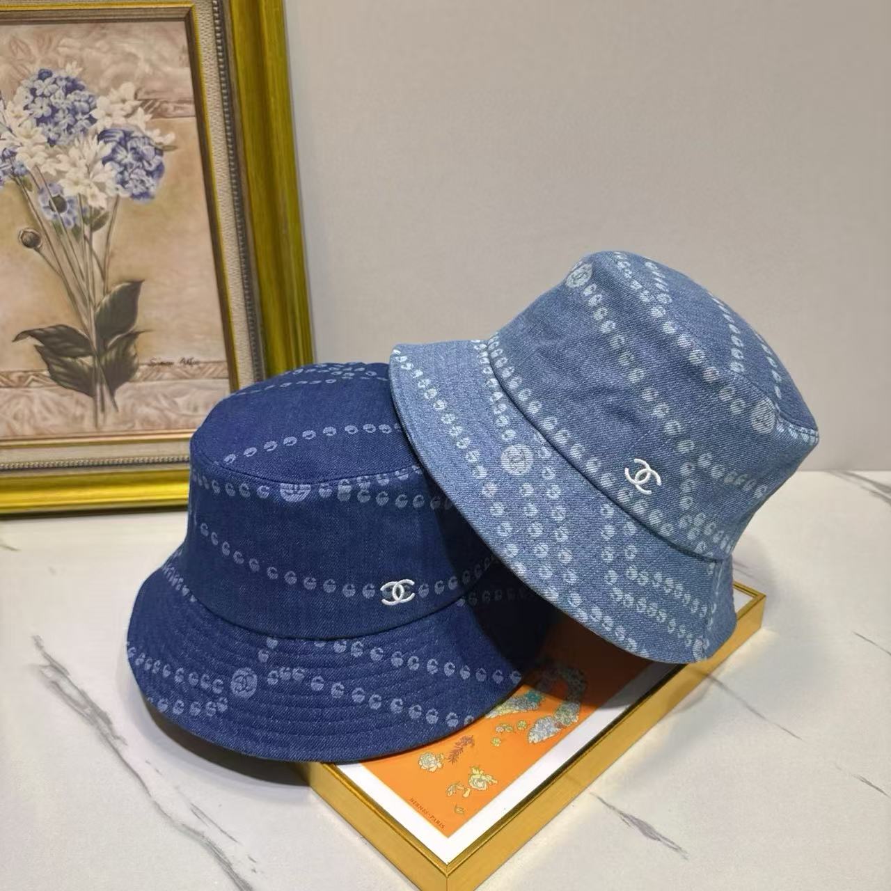 CHANE1 ダブルC デニムバケットハット【50％割引+送料無料】