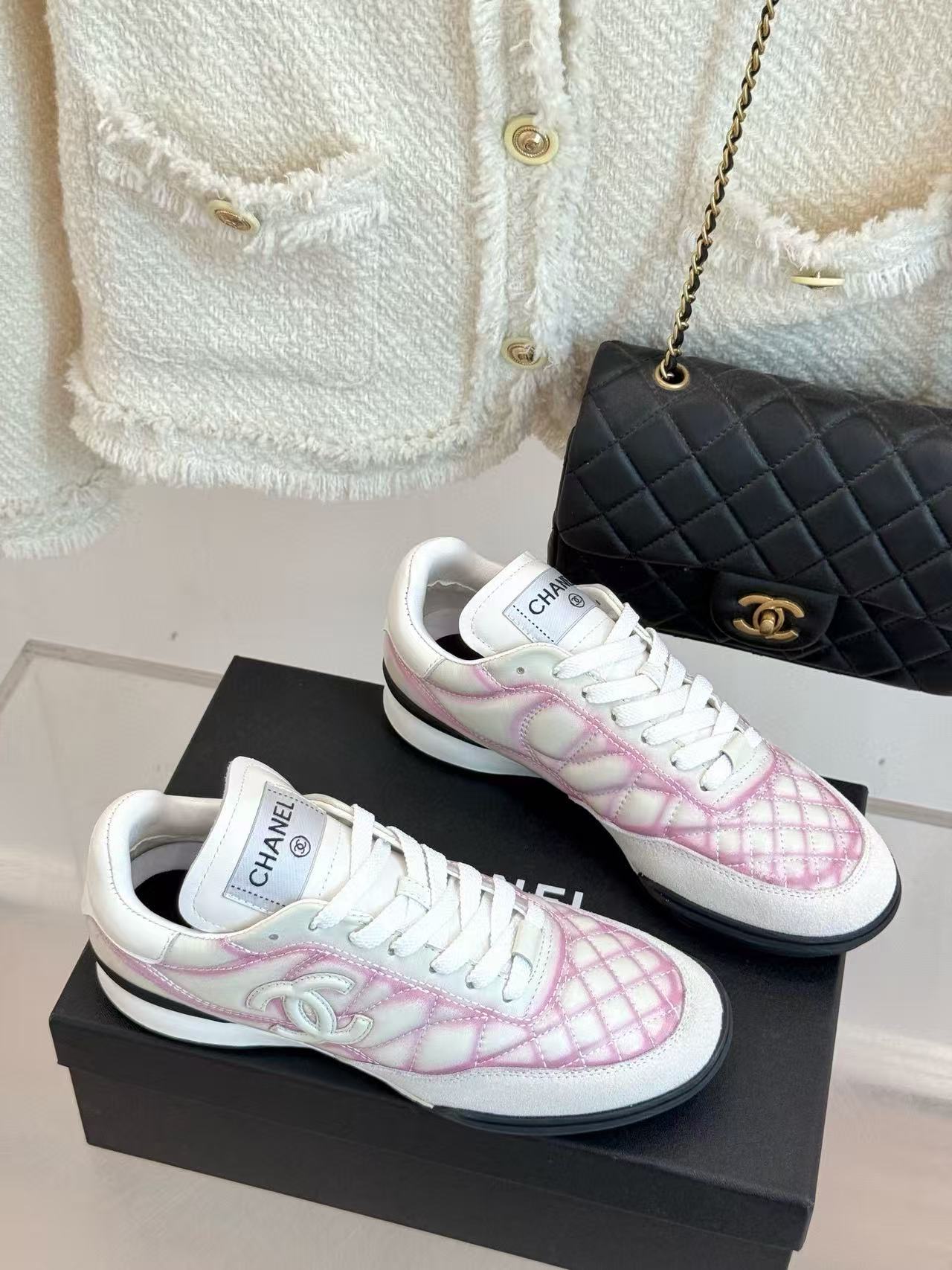 CHANE1 高品質ダブルCチェック柄カジュアルシューズ【50％割引+送料無料】