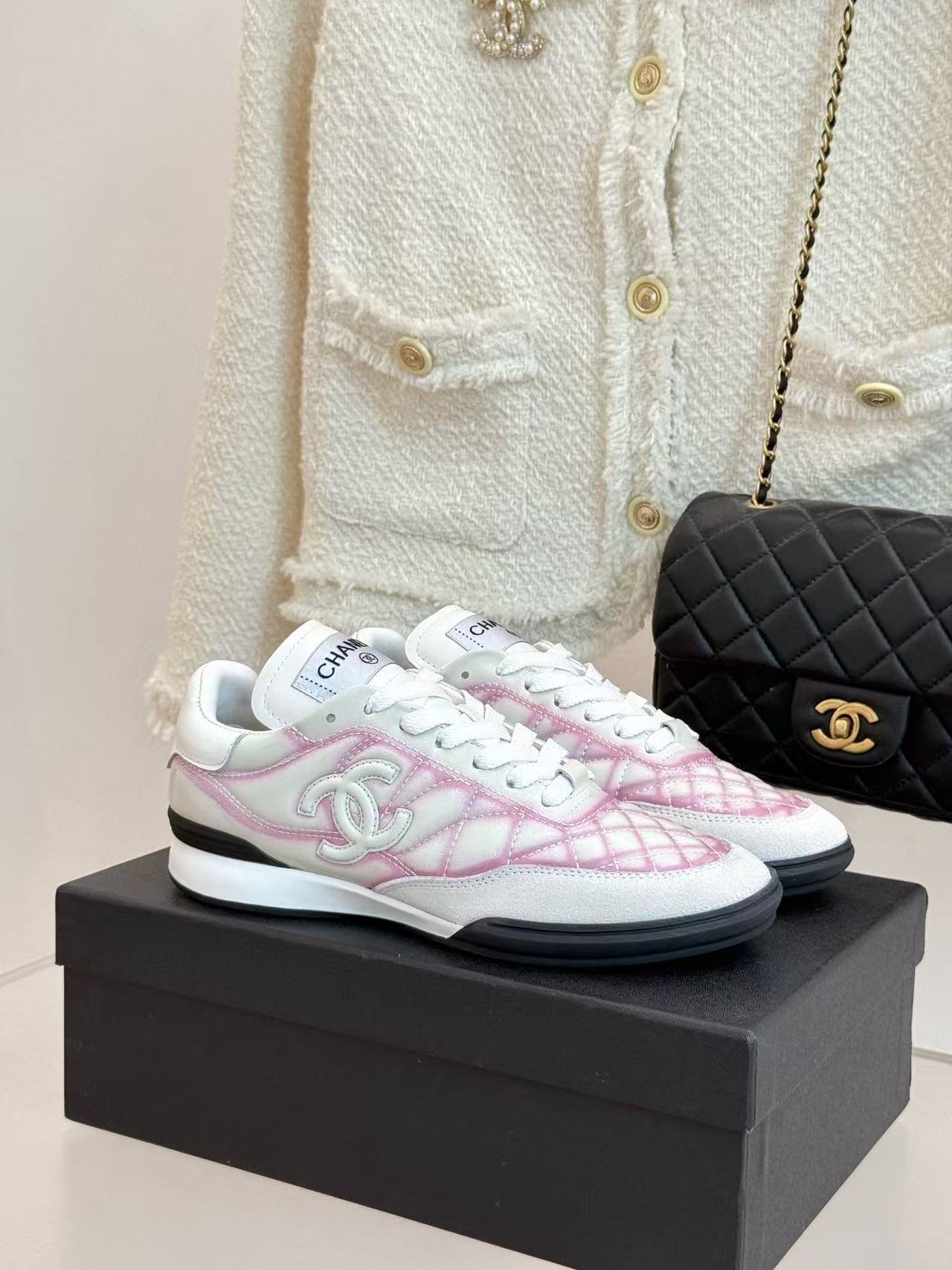 CHANE1 高品質ダブルCチェック柄カジュアルシューズ【50％割引+送料無料】