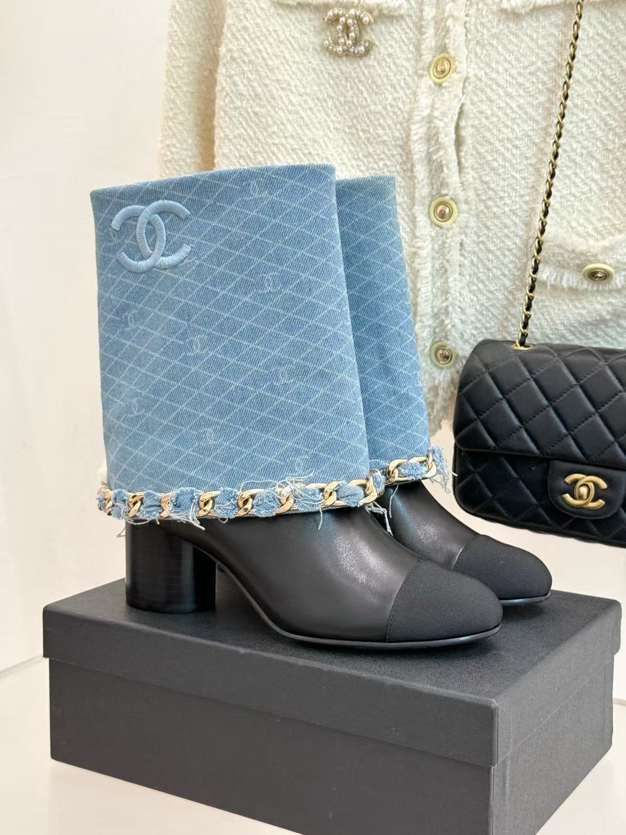 CHANE1 高品質チェーンハイブーツ【50％割引+送料無料】