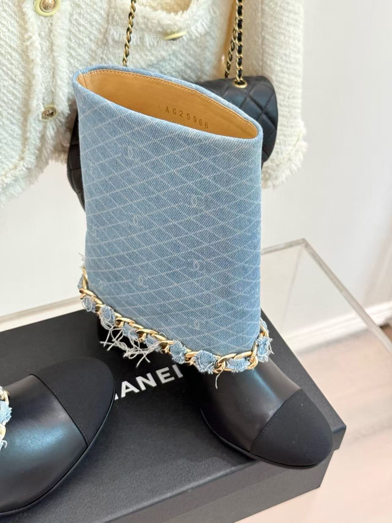 CHANE1 高品質チェーンハイブーツ【50％割引+送料無料】