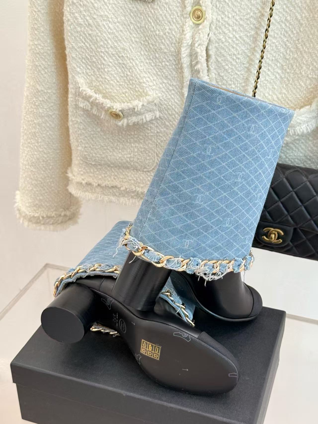 CHANE1 高品質チェーンハイブーツ【50％割引+送料無料】