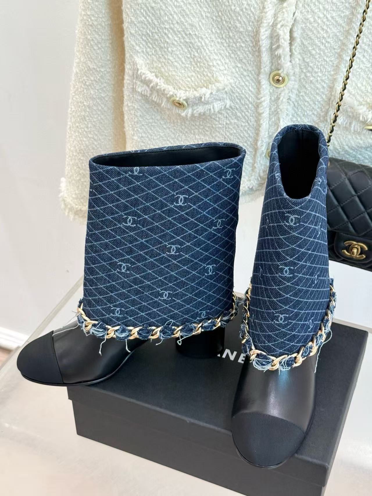 CHANE1 高品質チェーンハイブーツ【50％割引+送料無料】