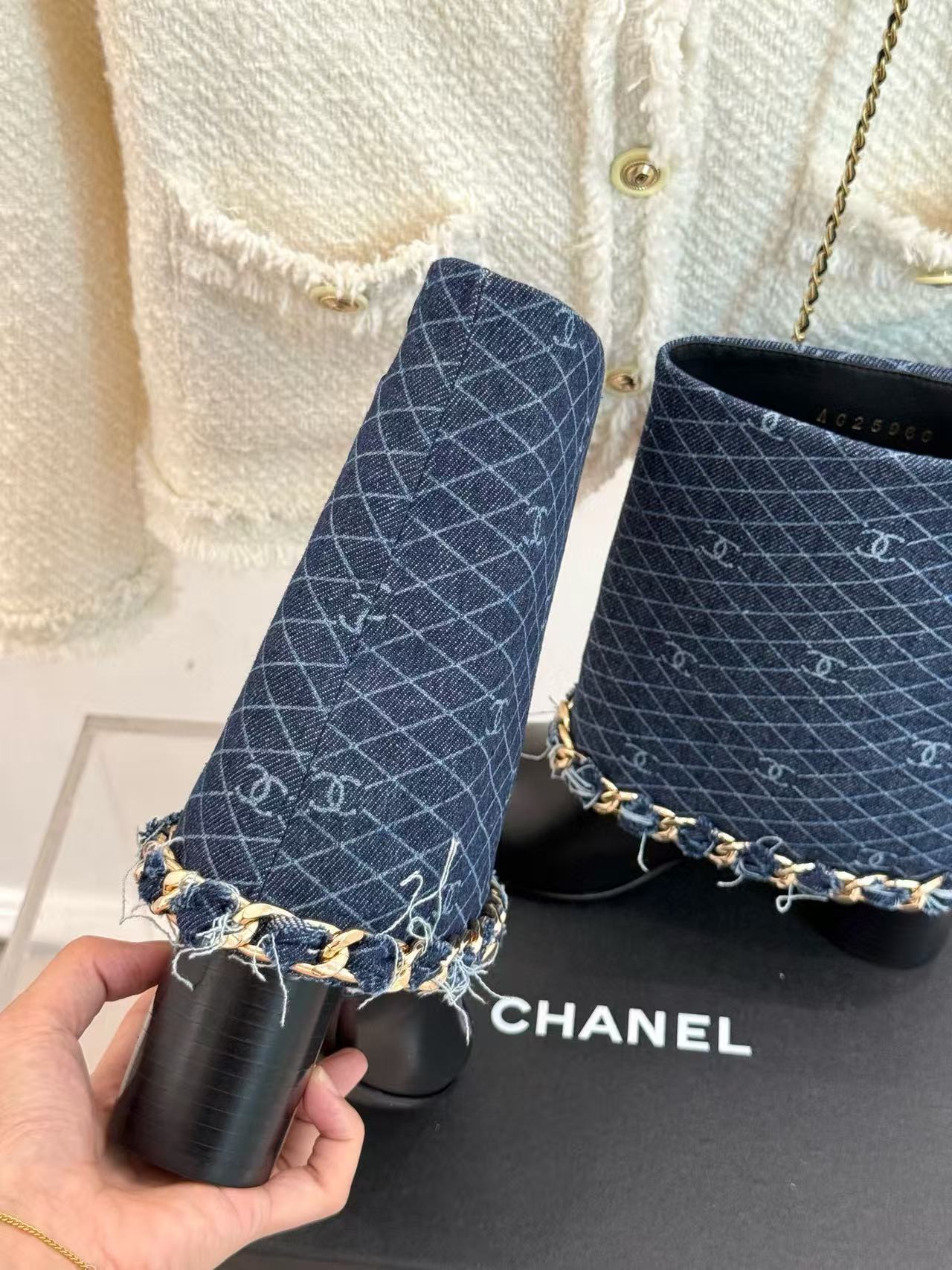 CHANE1 高品質チェーンハイブーツ【50％割引+送料無料】