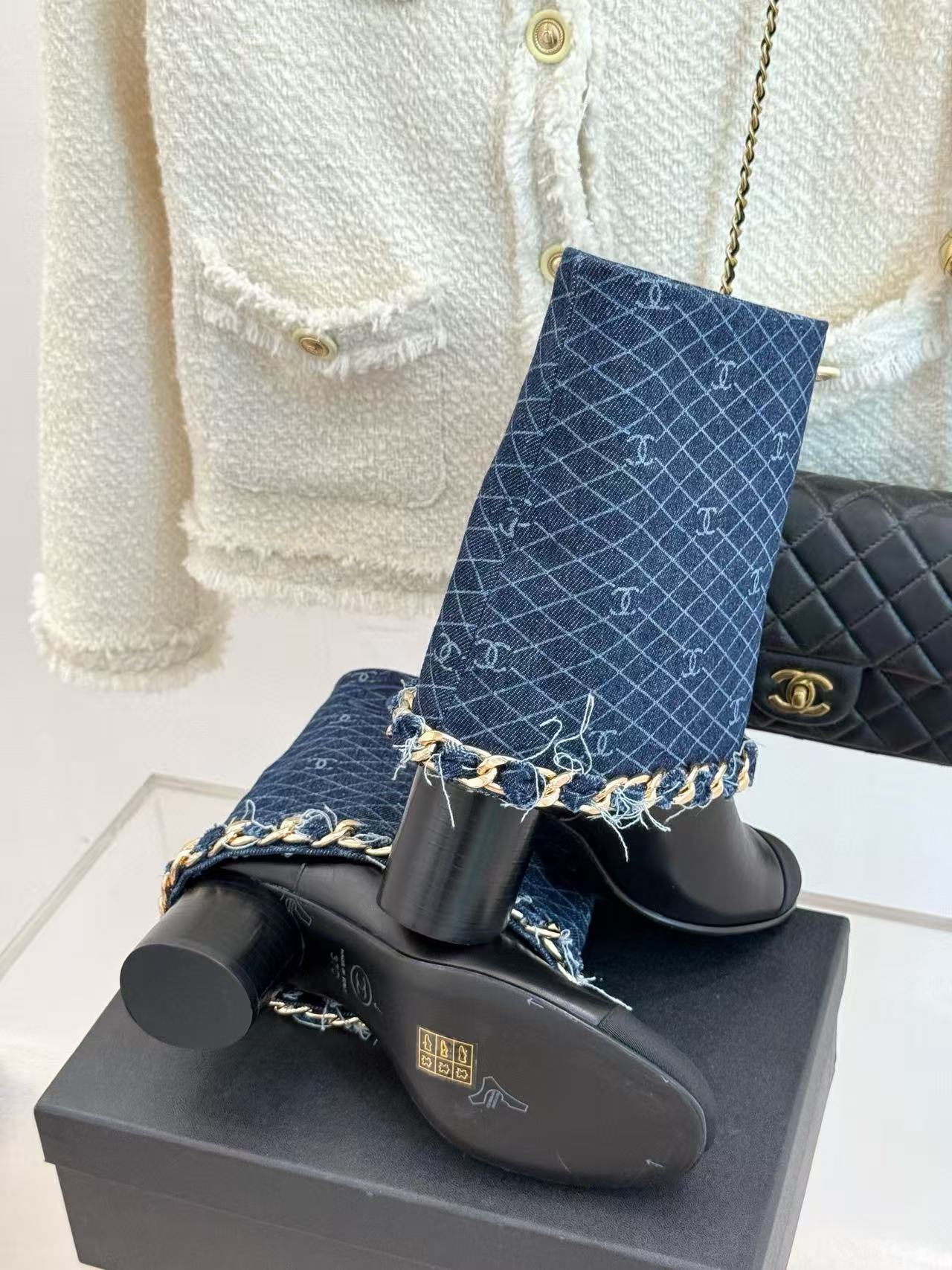 CHANE1 高品質チェーンハイブーツ【50％割引+送料無料】