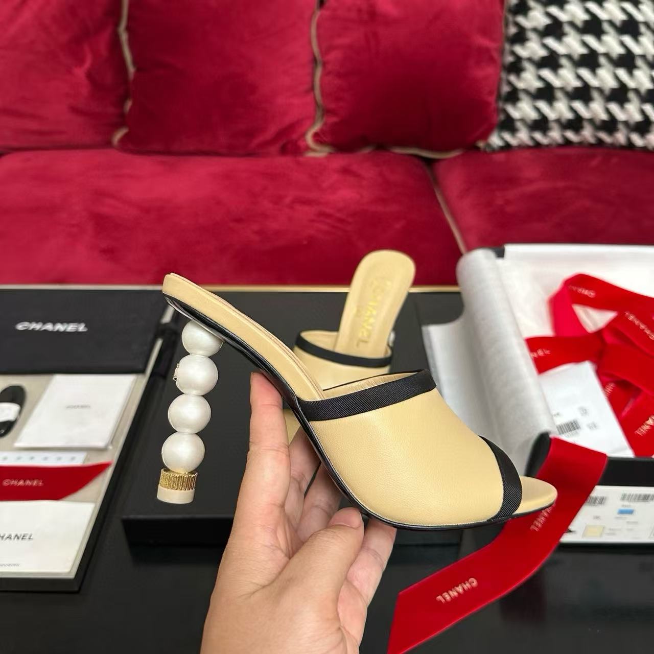 CHANE1 高品質 魚口パール ハイヒール【50%割引+送料無料】