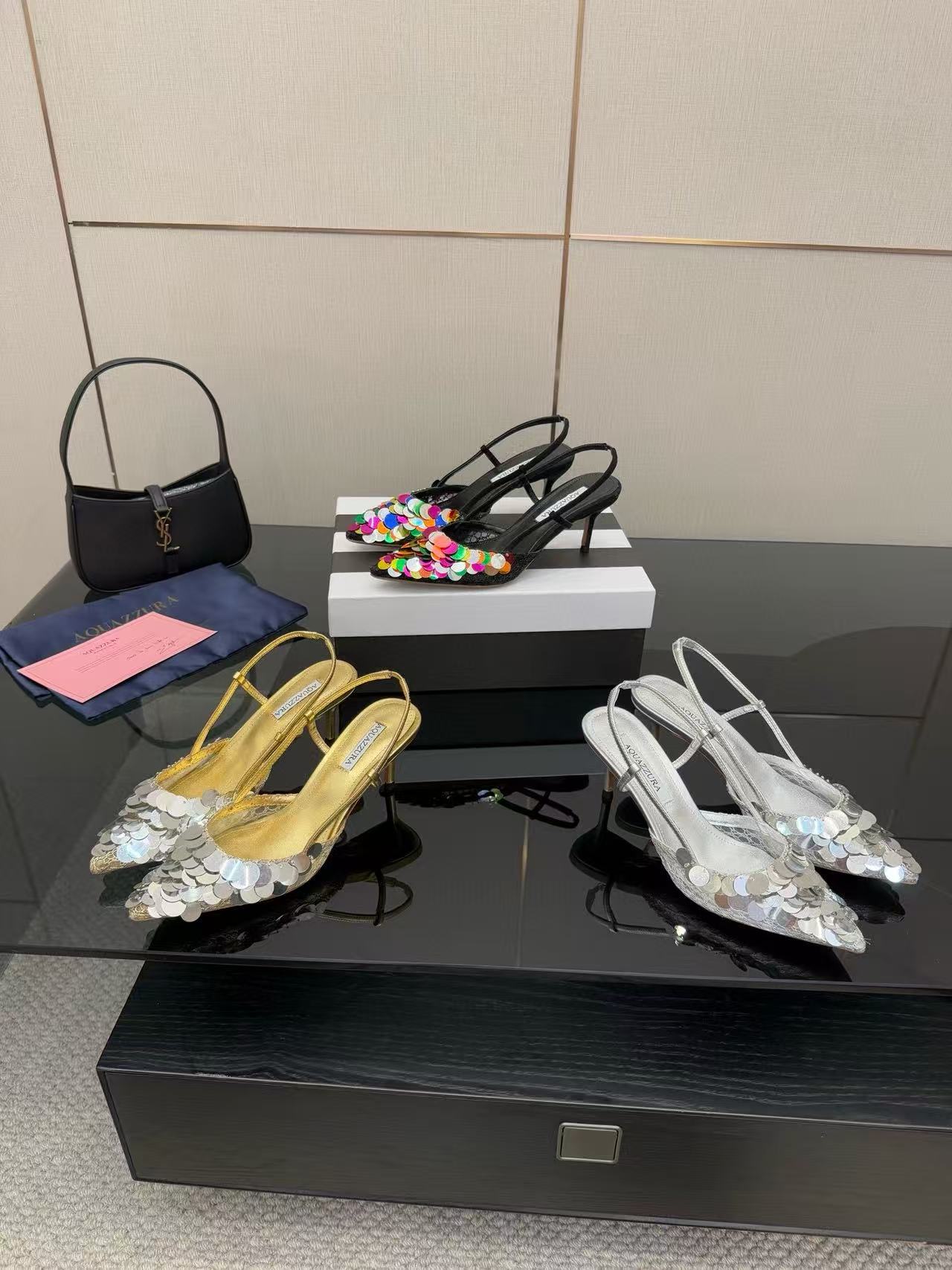 Aquazzura高品質のスパンコールハイヒール【50％割引+送料無料】