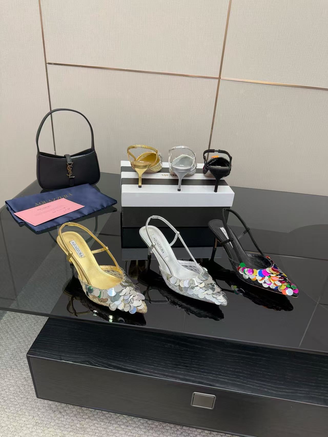 Aquazzura高品質のスパンコールハイヒール【50％割引+送料無料】