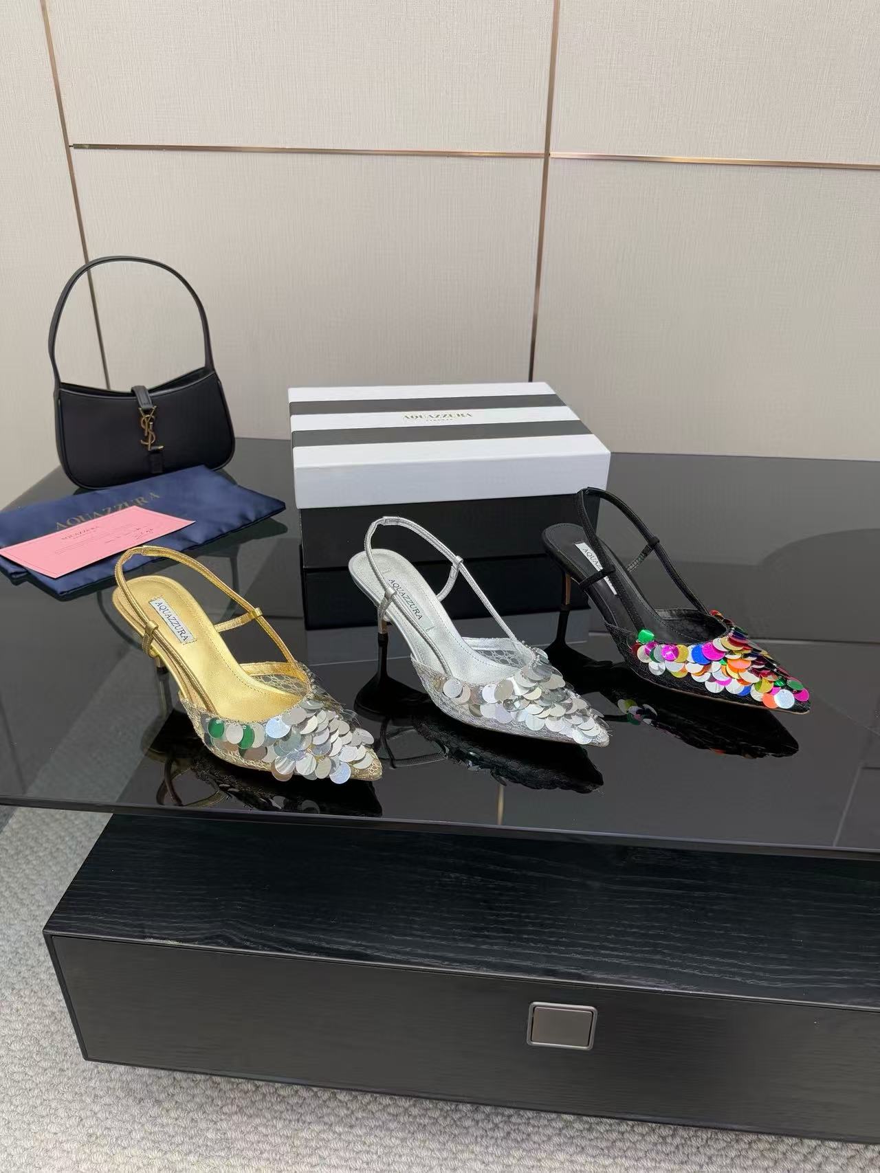 Aquazzura高品質のスパンコールハイヒール【50％割引+送料無料】