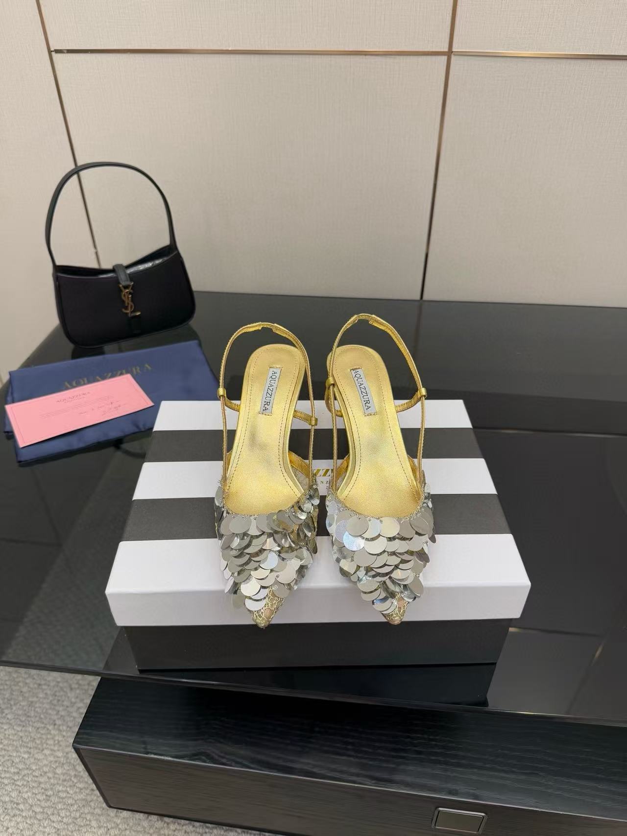 Aquazzura高品質のスパンコールハイヒール【50％割引+送料無料】