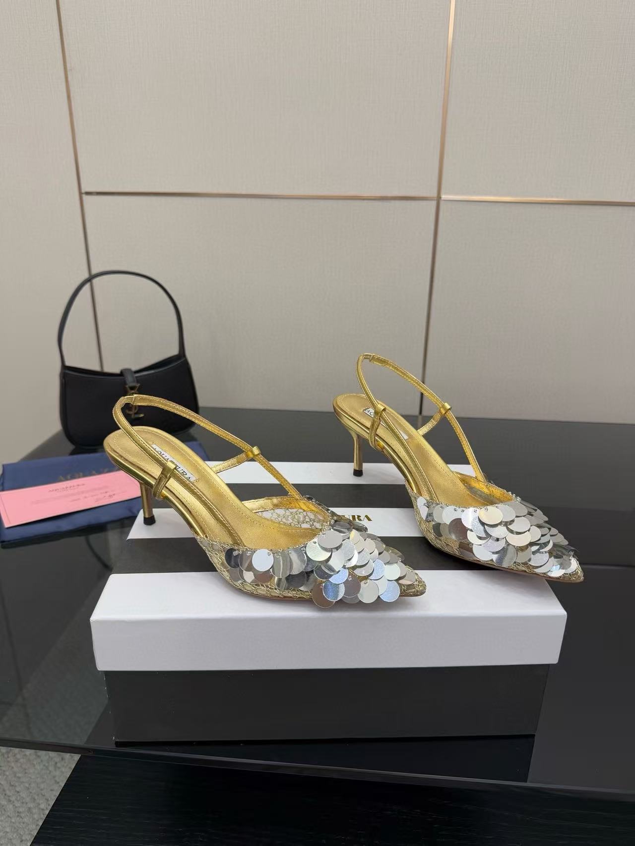 Aquazzura高品質のスパンコールハイヒール【50％割引+送料無料】