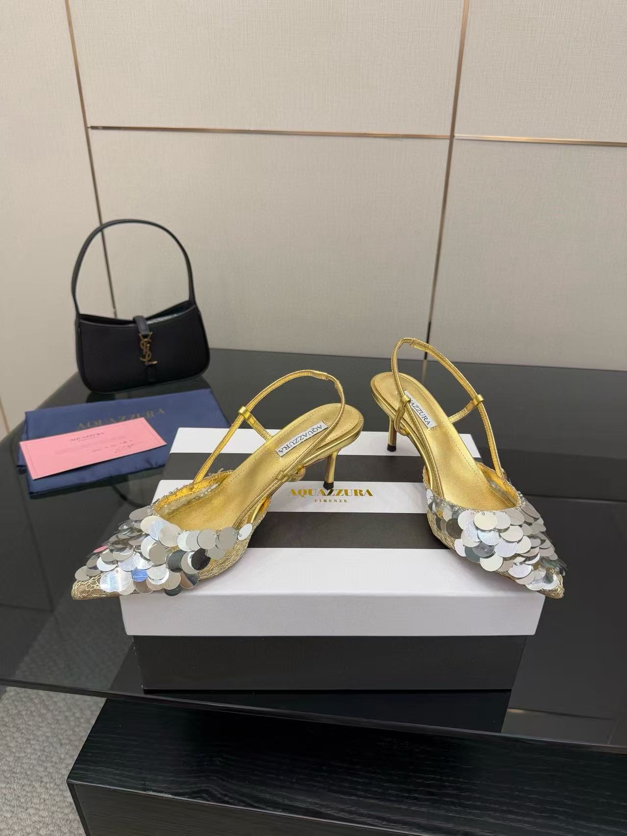 Aquazzura高品質のスパンコールハイヒール【50％割引+送料無料】