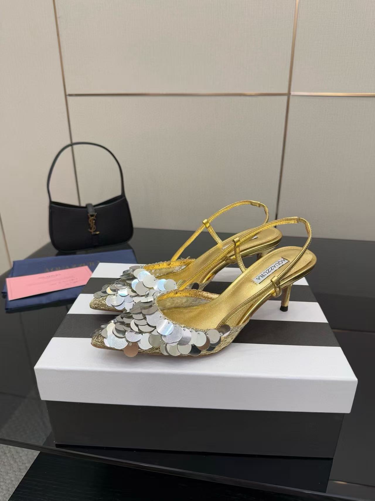 Aquazzura高品質のスパンコールハイヒール【50％割引+送料無料】