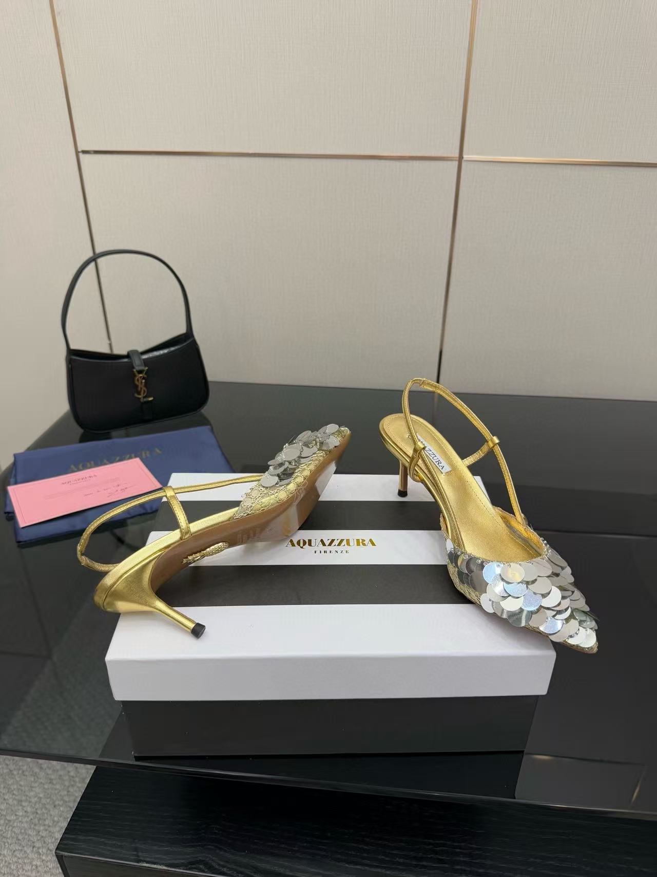 Aquazzura高品質のスパンコールハイヒール【50％割引+送料無料】