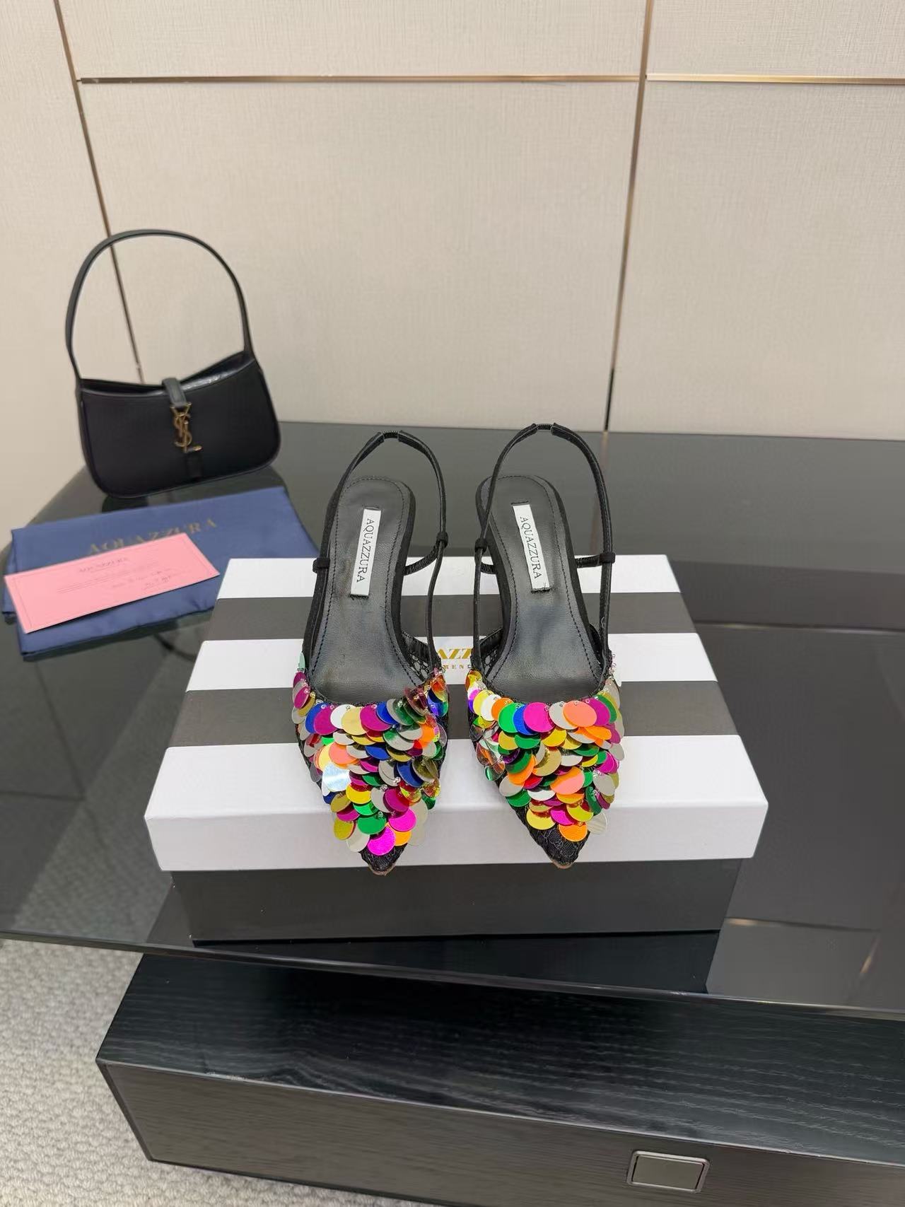 Aquazzura高品質のスパンコールハイヒール【50％割引+送料無料】