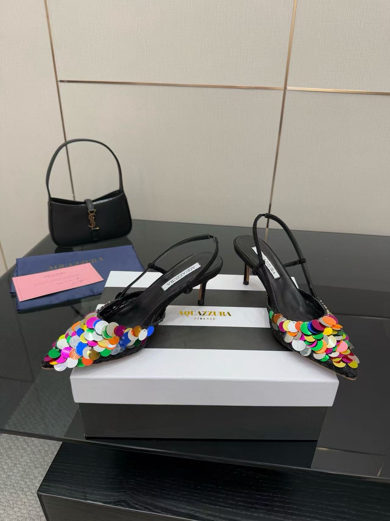 Aquazzura高品質のスパンコールハイヒール【50％割引+送料無料】