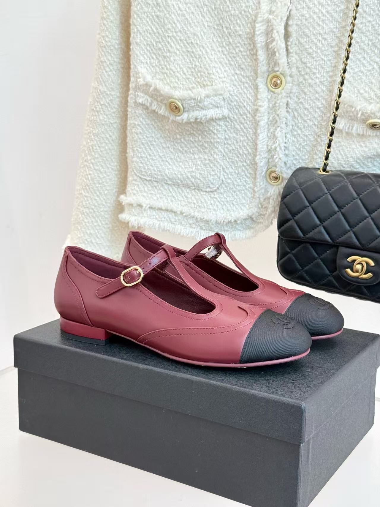 CHANE1 高品質TストラップダブルCメリージェーンシューズ【50％割引+送料無料】