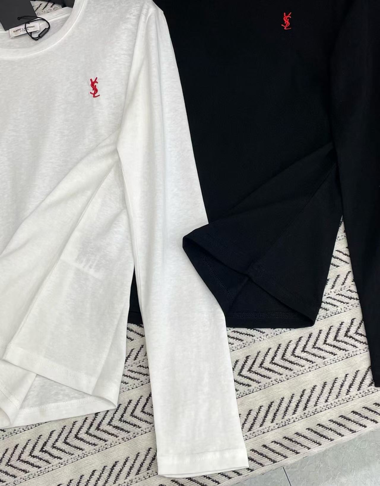 YSL シンプル刺繍 長袖Tシャツ【50％割引+送料無料】