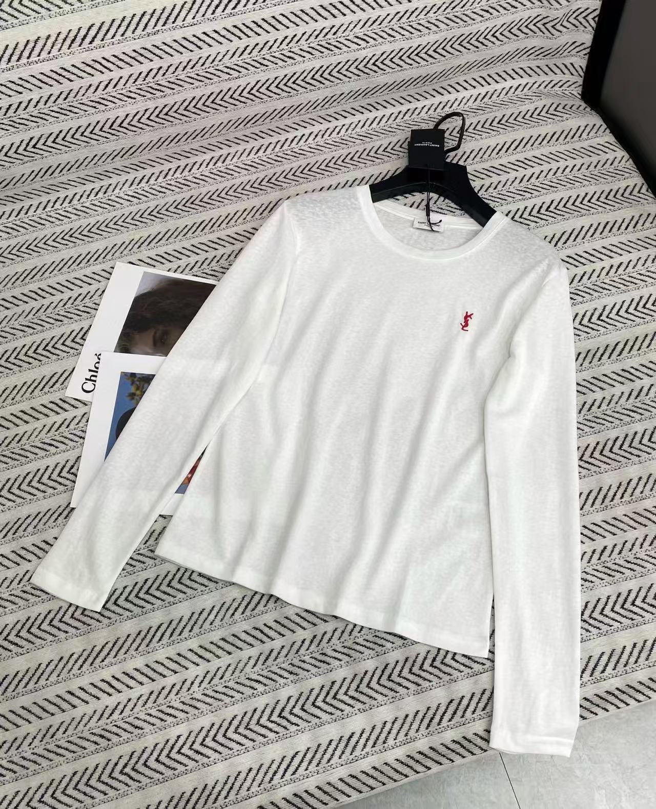 YSL シンプル刺繍 長袖Tシャツ【50％割引+送料無料】