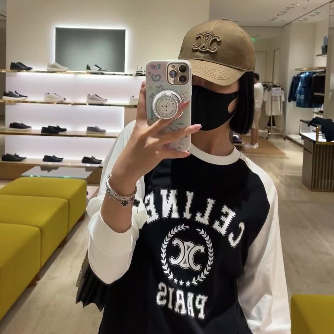 CEL1NE カラーブロックレター ロングスリーブTシャツ【50%割引+送料無料】