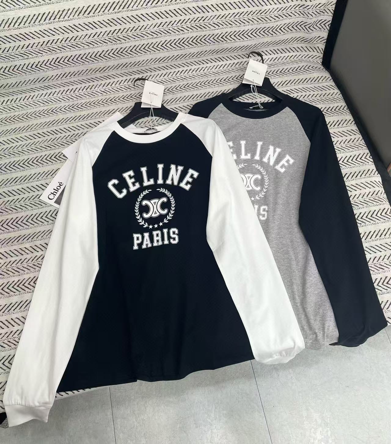 CEL1NE カラーブロックレター ロングスリーブTシャツ【50%割引+送料無料】