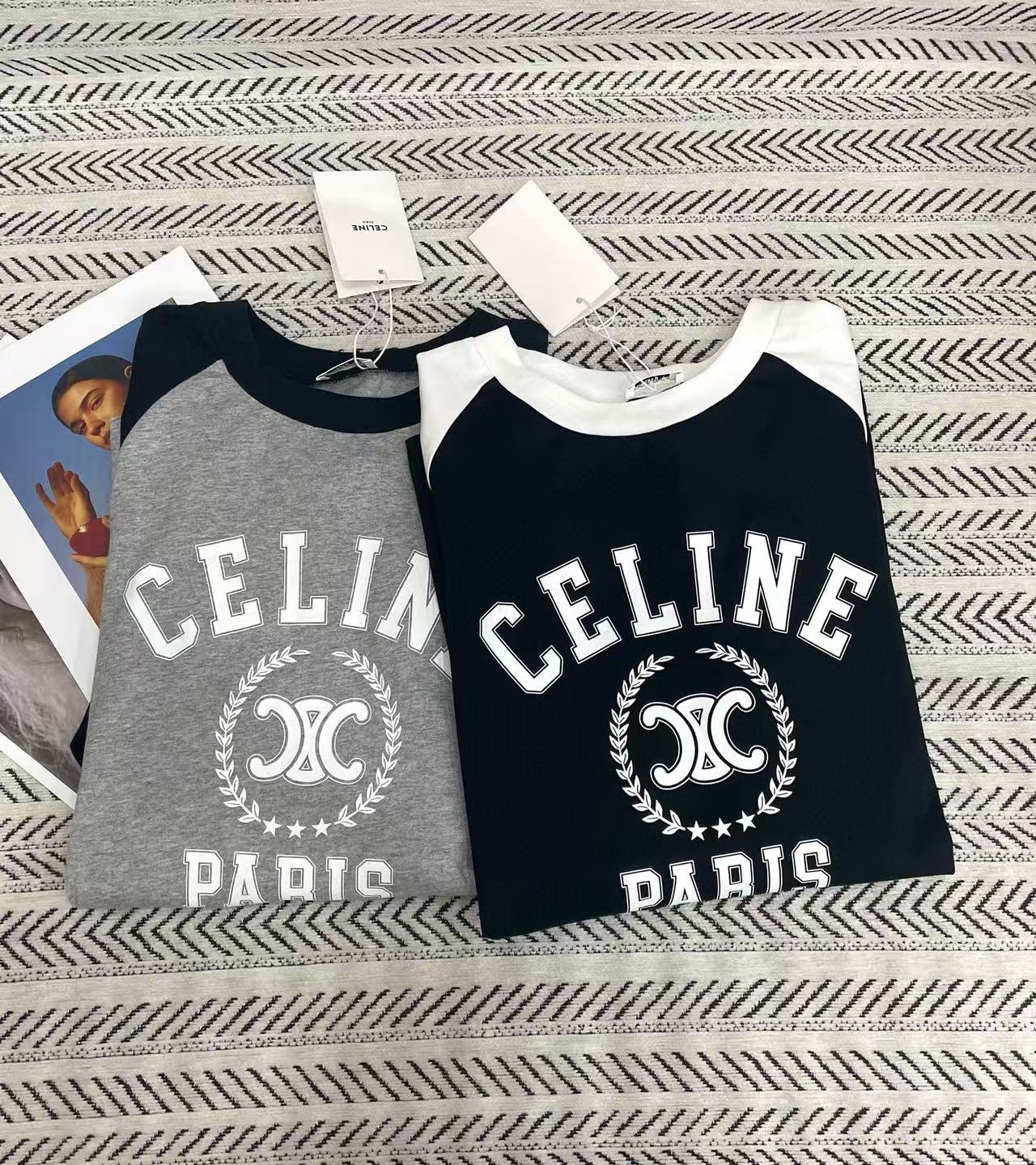 CEL1NE カラーブロックレター ロングスリーブTシャツ【50%割引+送料無料】