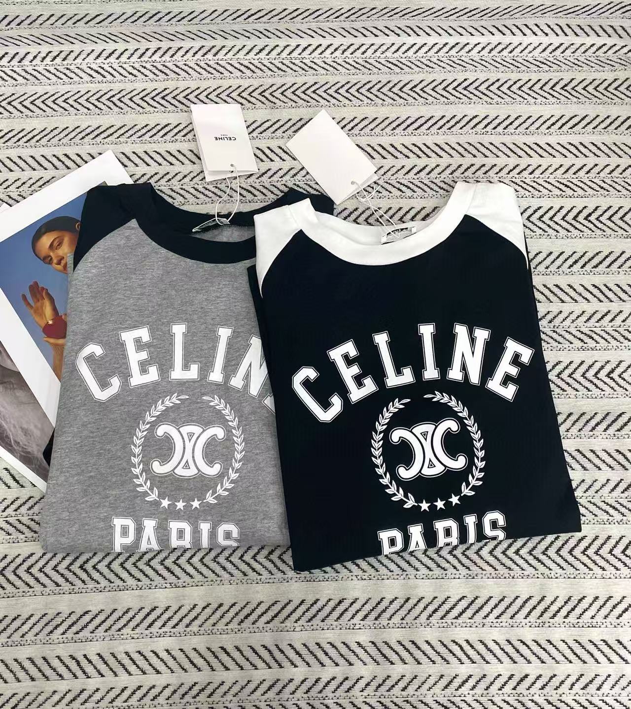 CEL1NE カラーブロックレター ロングスリーブTシャツ【50%割引+送料無料】