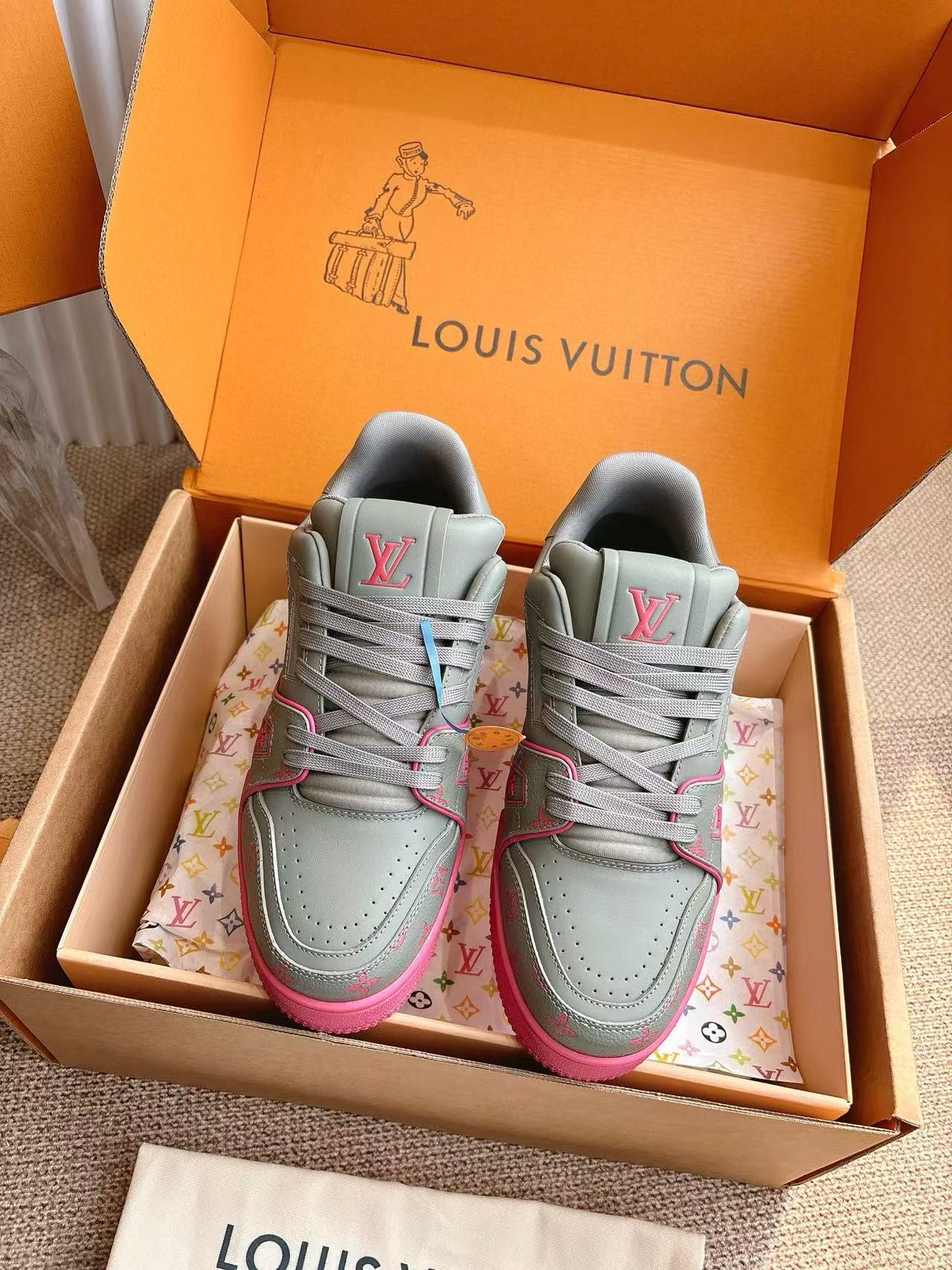 LV Trainer高品質カラーブロックカジュアルシューズ【50％割引+送料無料】