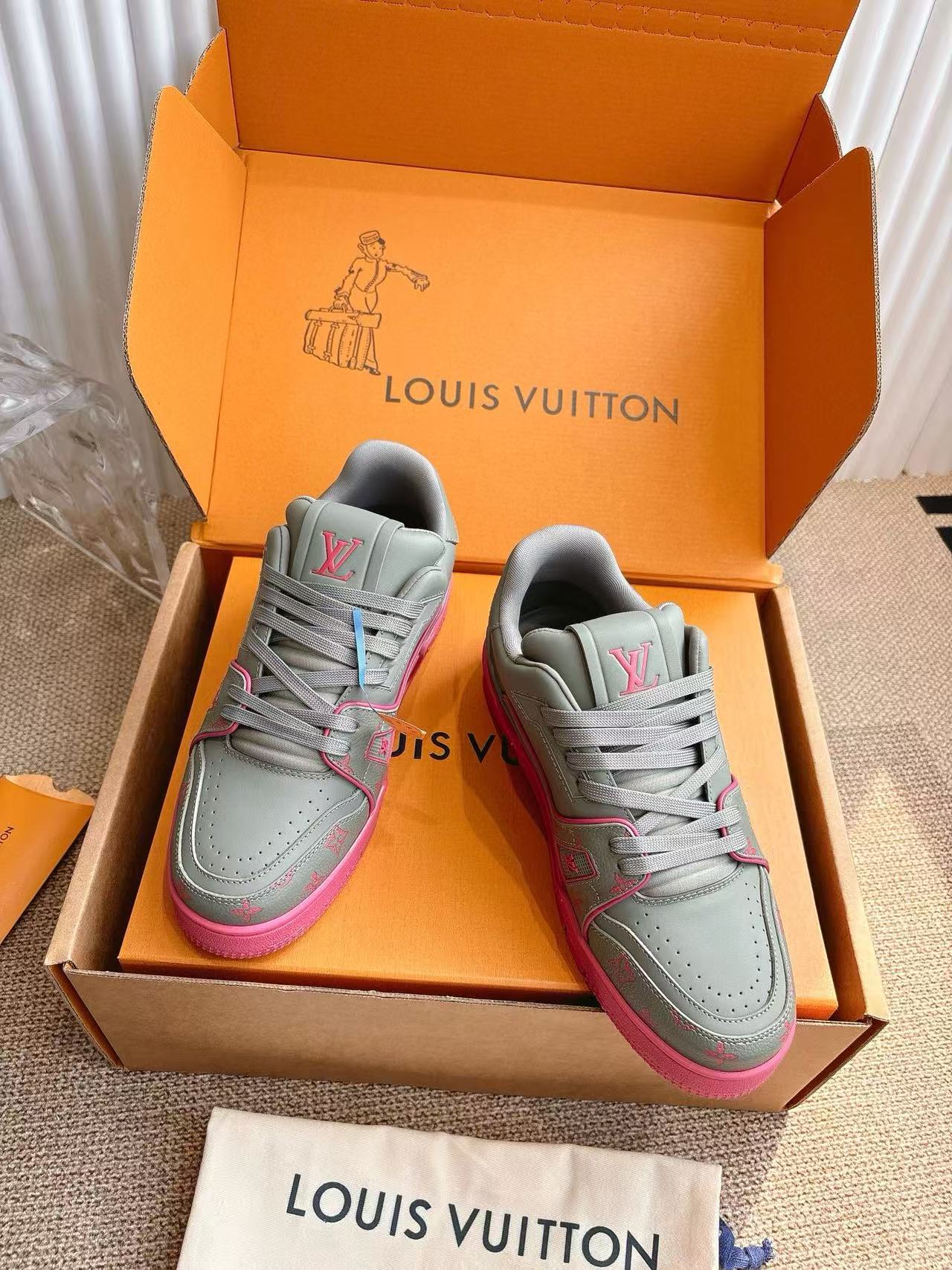 LV Trainer高品質カラーブロックカジュアルシューズ【50％割引+送料無料】