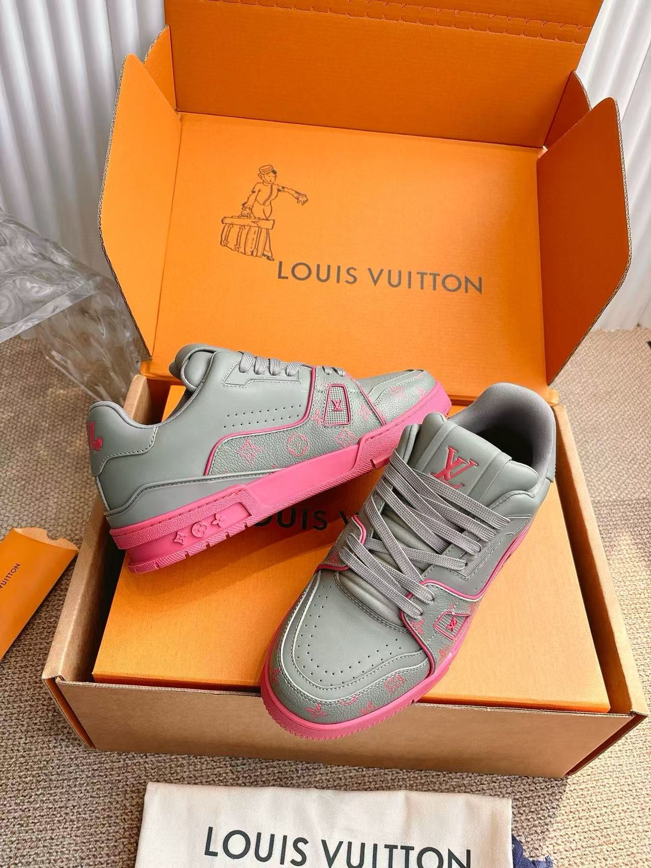 LV Trainer高品質カラーブロックカジュアルシューズ【50％割引+送料無料】