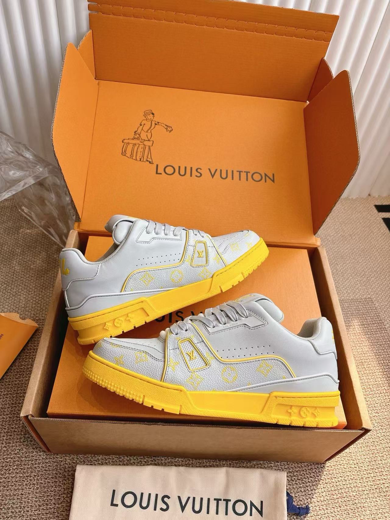 LV Trainer高品質カラーブロックカジュアルシューズ【50％割引+送料無料】