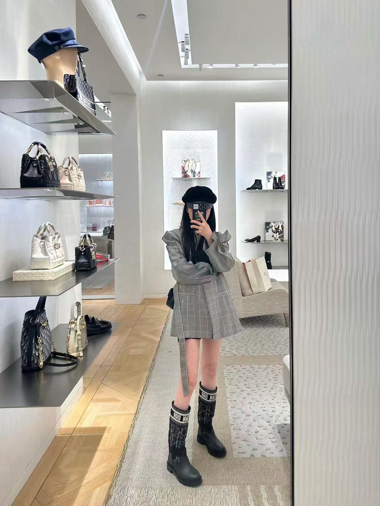 DI0Rの高品質ツイードシープスキンハイブーツ【50％割引+送料無料】