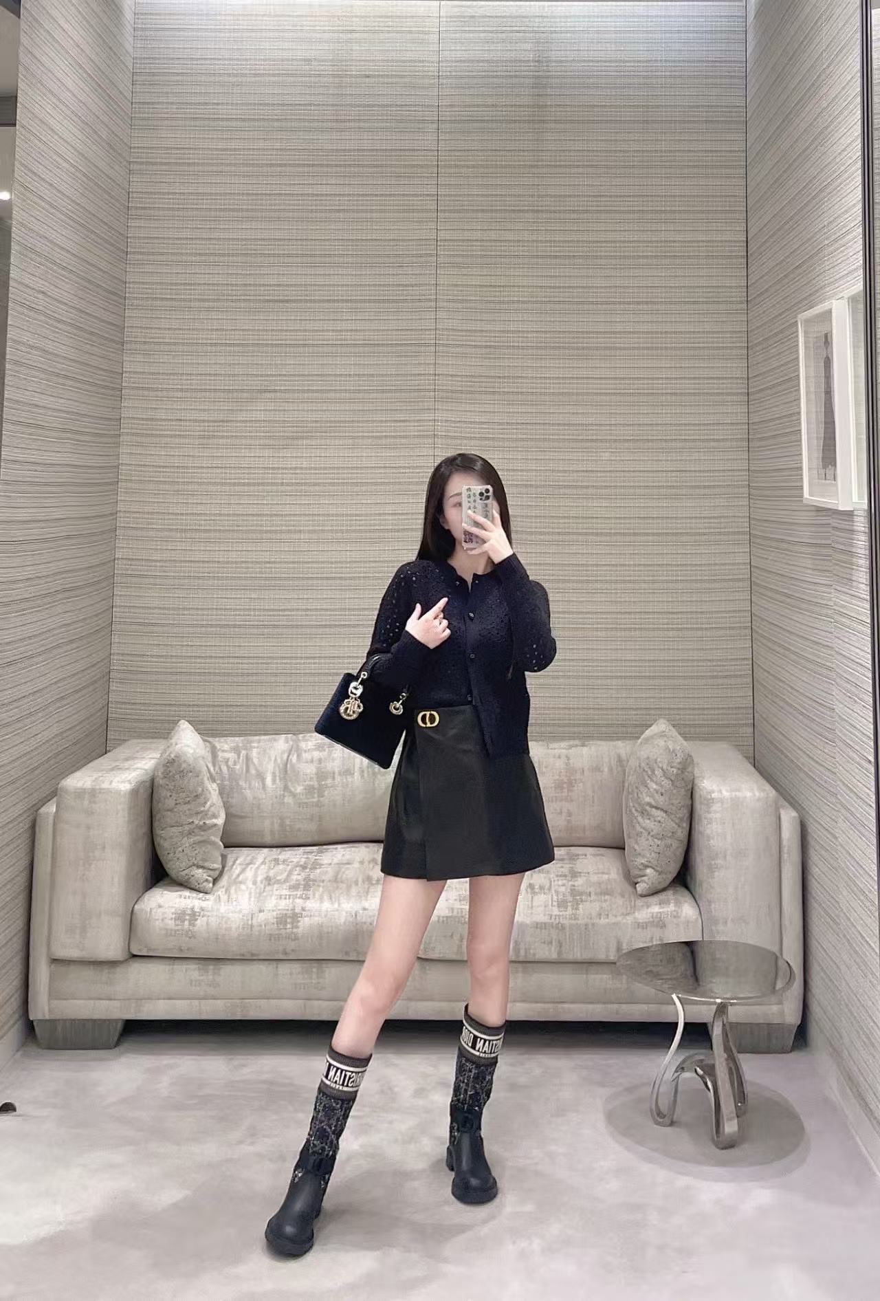 DI0Rの高品質ツイードシープスキンハイブーツ【50％割引+送料無料】