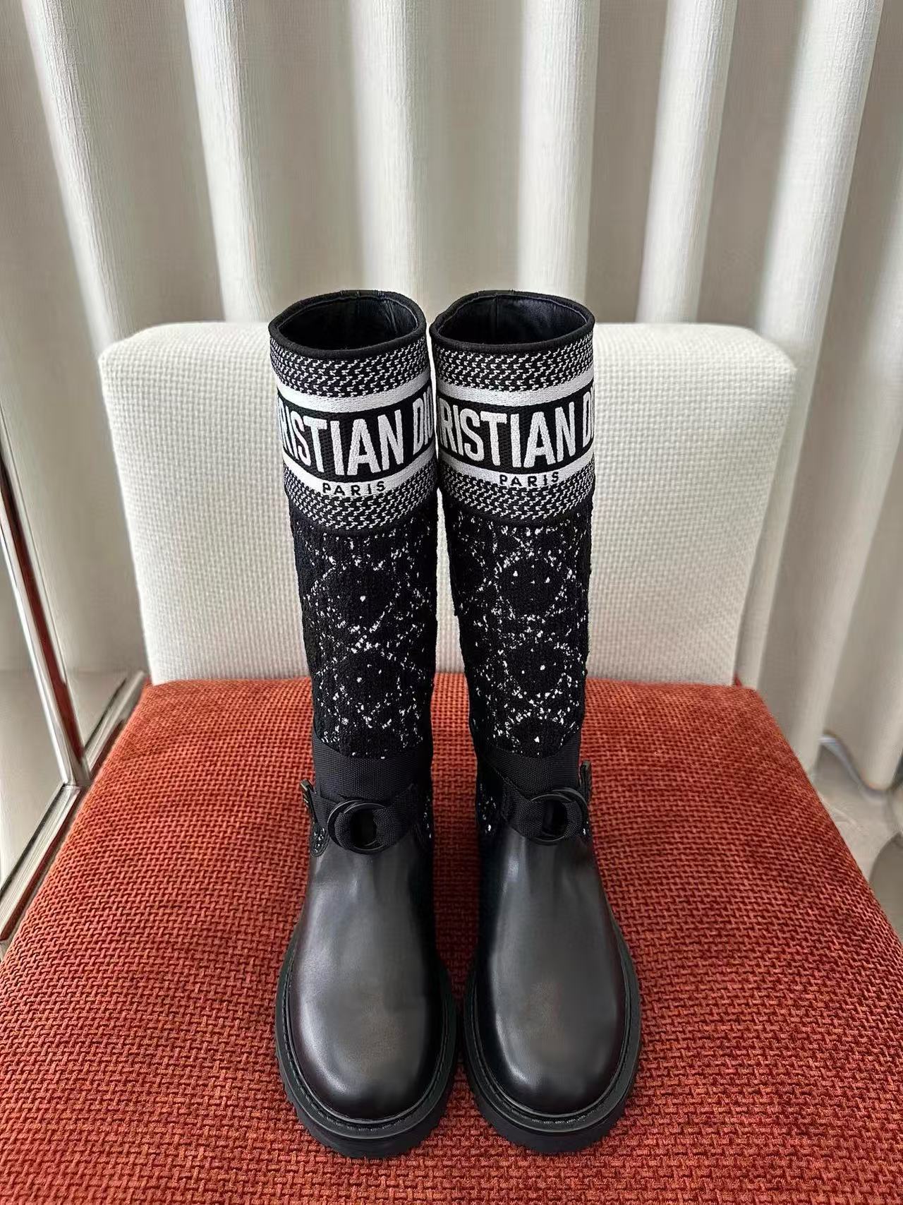 DI0Rの高品質ツイードシープスキンハイブーツ【50％割引+送料無料】