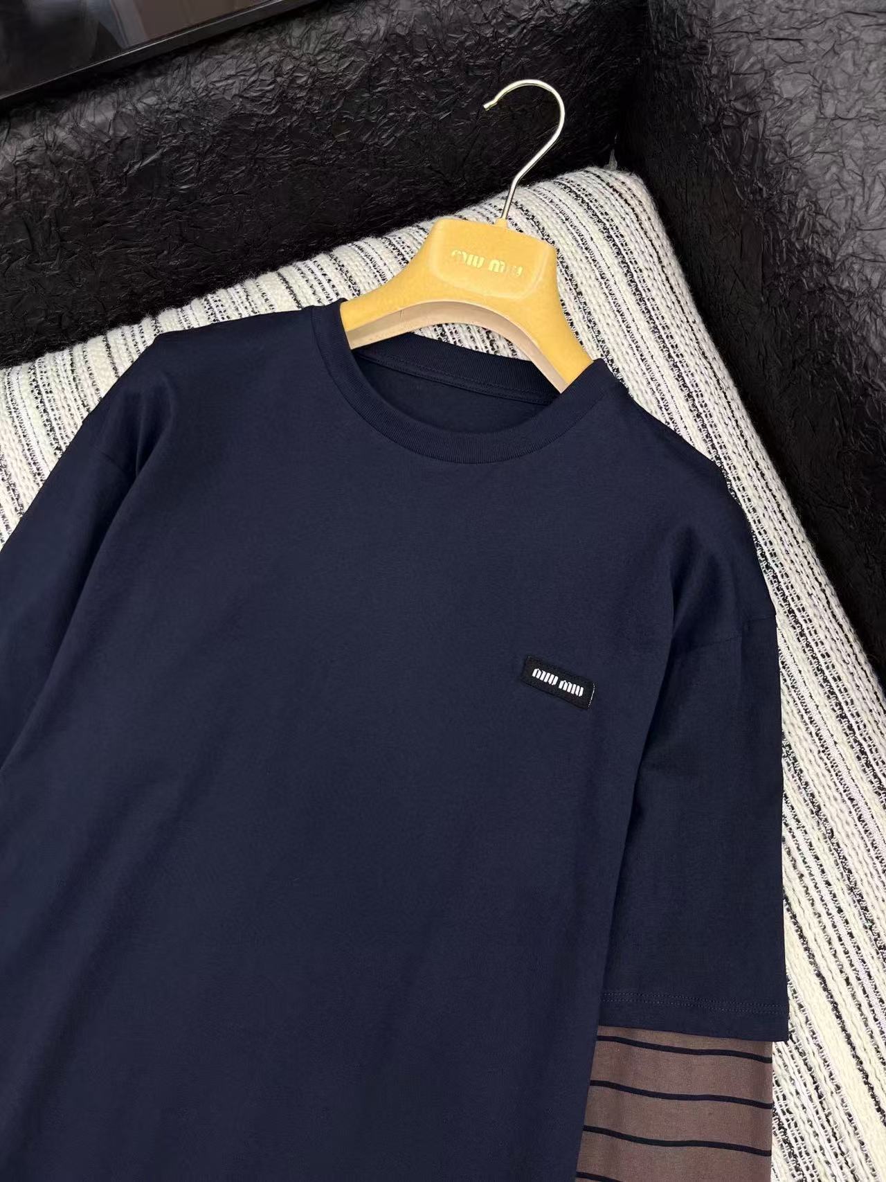 M1UM1U カラーブロック ロングスリーブTシャツ【50%割引+送料無料】