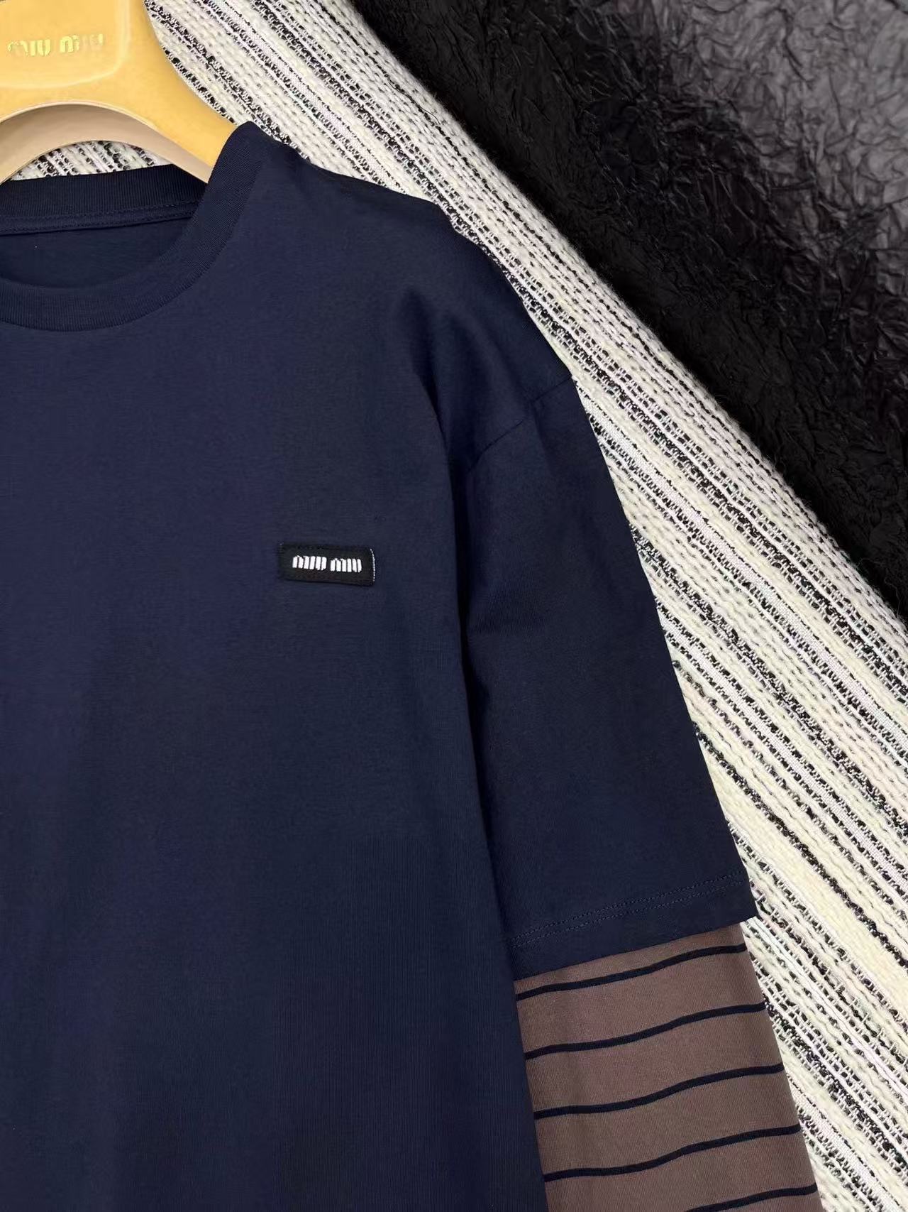 M1UM1U カラーブロック ロングスリーブTシャツ【50%割引+送料無料】