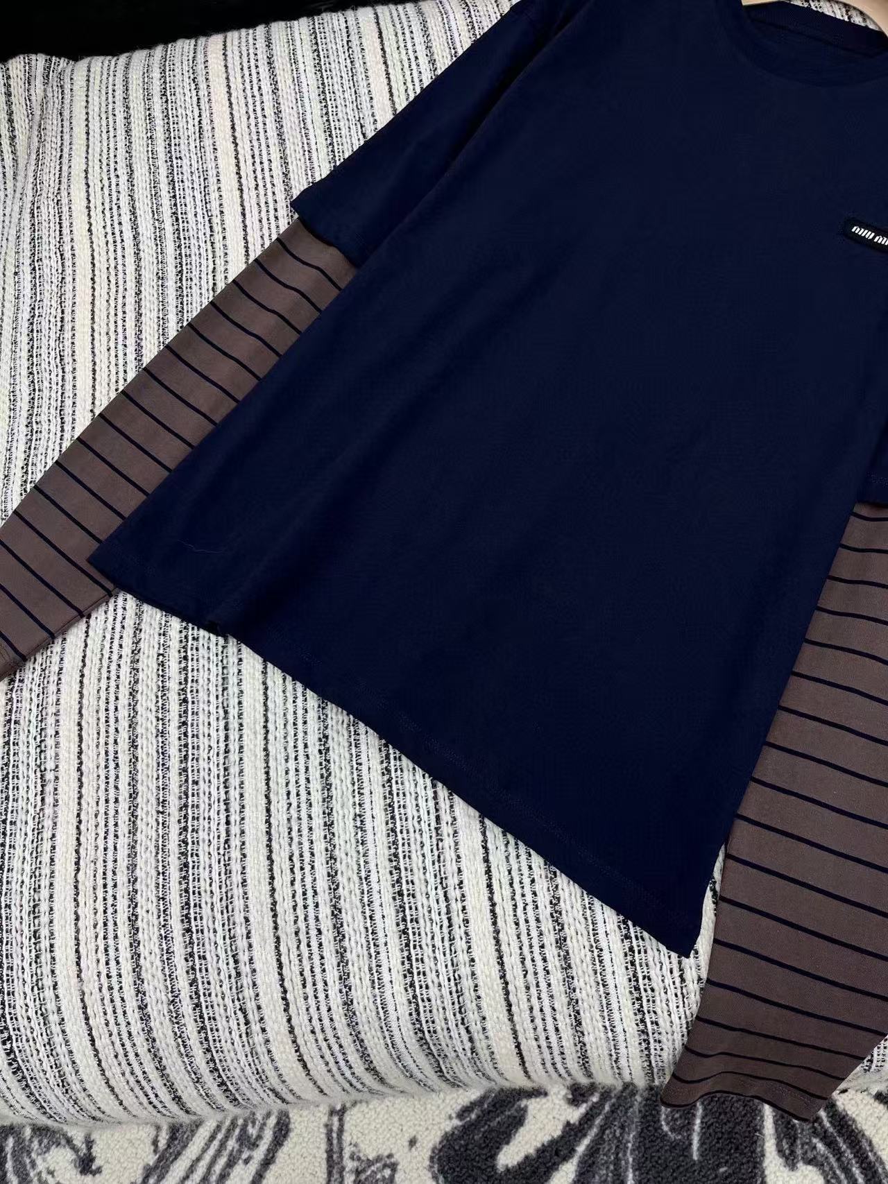 M1UM1U カラーブロック ロングスリーブTシャツ【50%割引+送料無料】