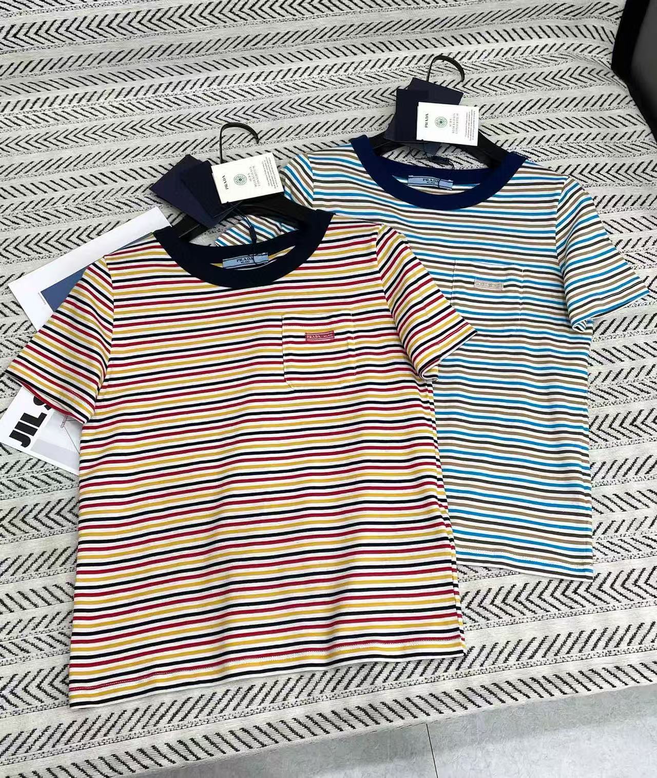 M1UM1U ストライプポケットTシャツ【50％割引+送料無料】