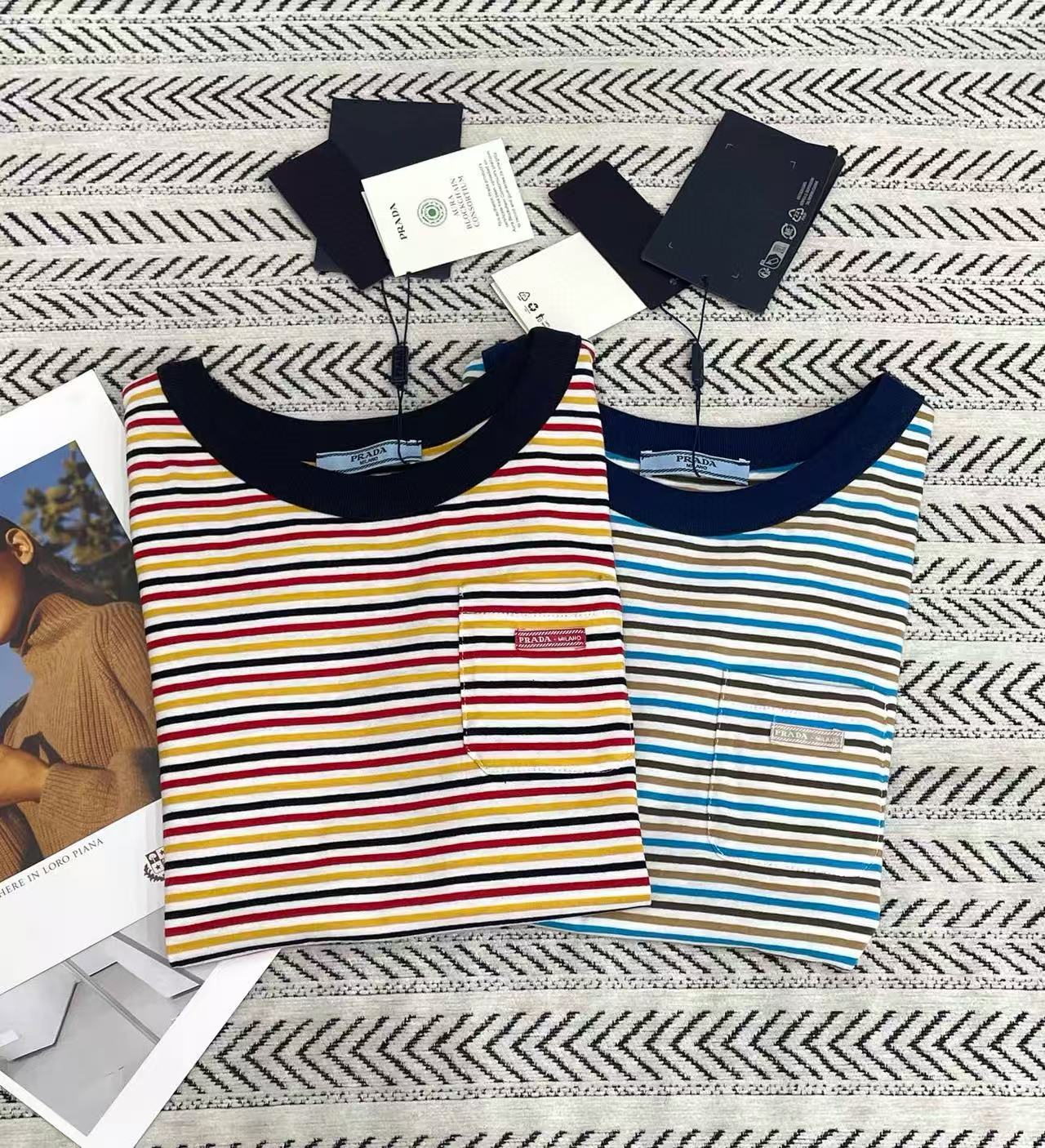 M1UM1U ストライプポケットTシャツ【50%割引+送料無料】