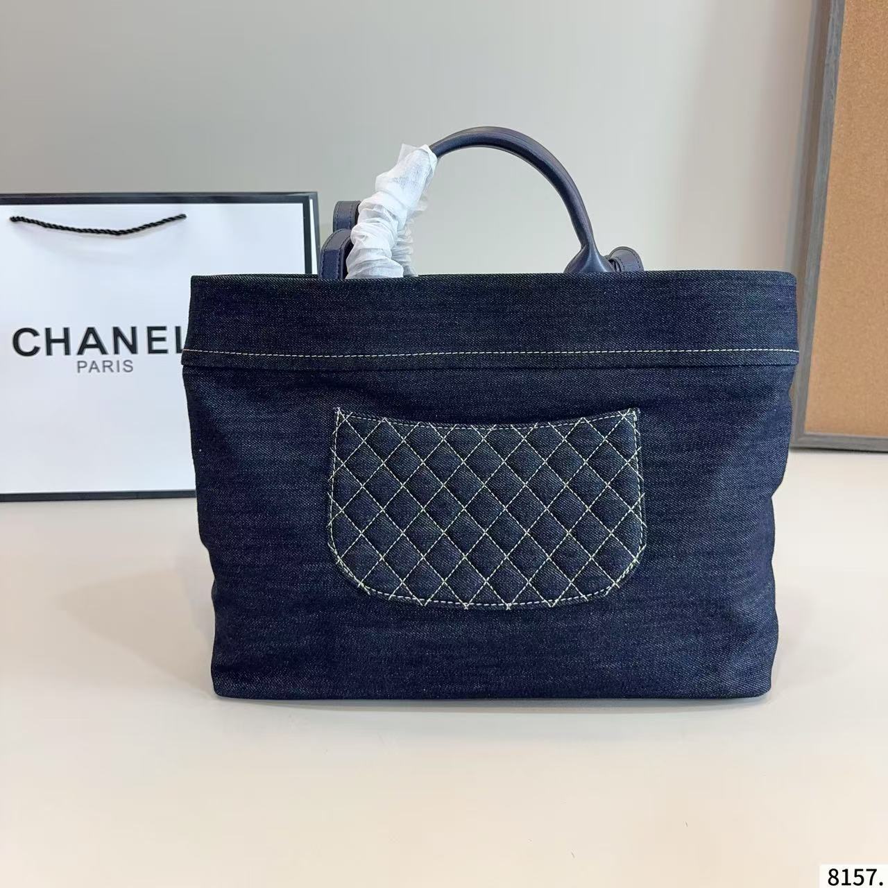 CHANE1 刺繍文字デニムショッピングバッグ【50％割引+送料無料】