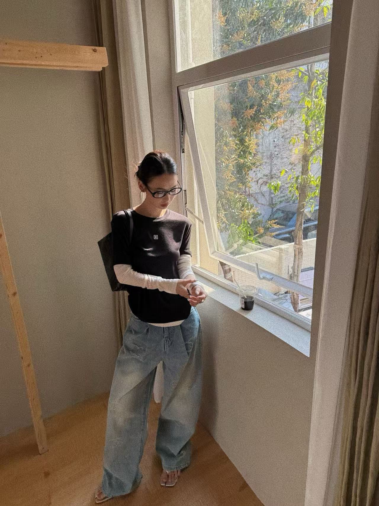 CHANE1 カラーブロック ロングスリーブTシャツ【50%割引+送料無料】